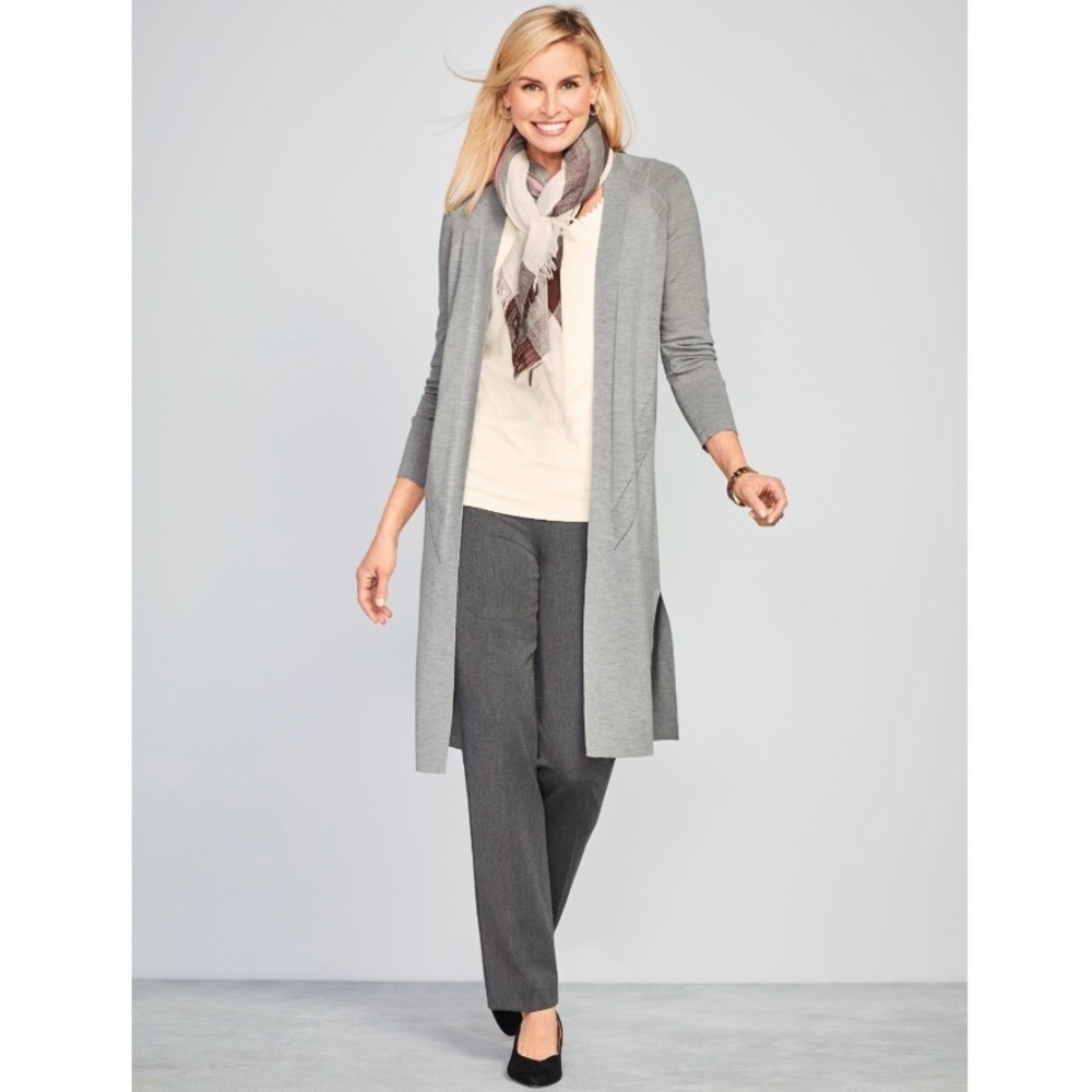 Talbots Refined Bi-Stretch Straight-Leg Pants in Charcoal Grey Heather sz 6 Work
